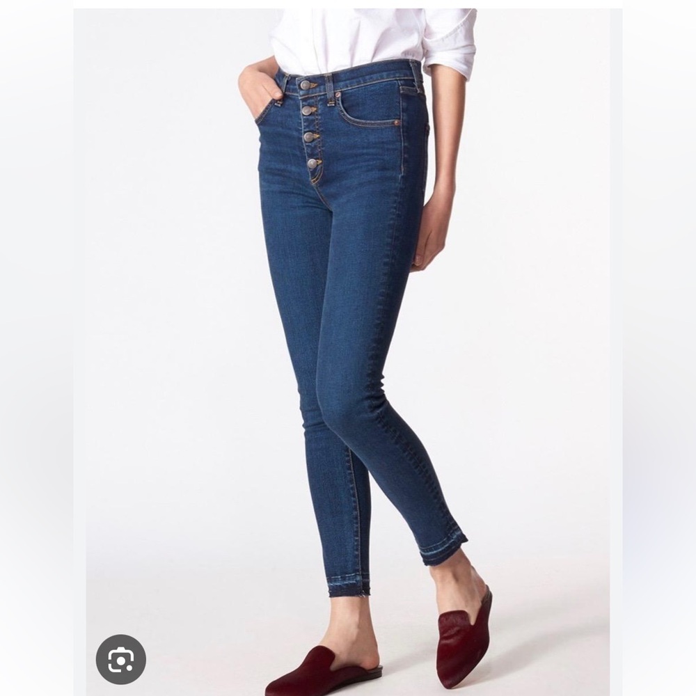 Veronica Beard 24 Debbie 10" Skinny High Rise Button Fly Denim Ankle Crop‎ Jeans